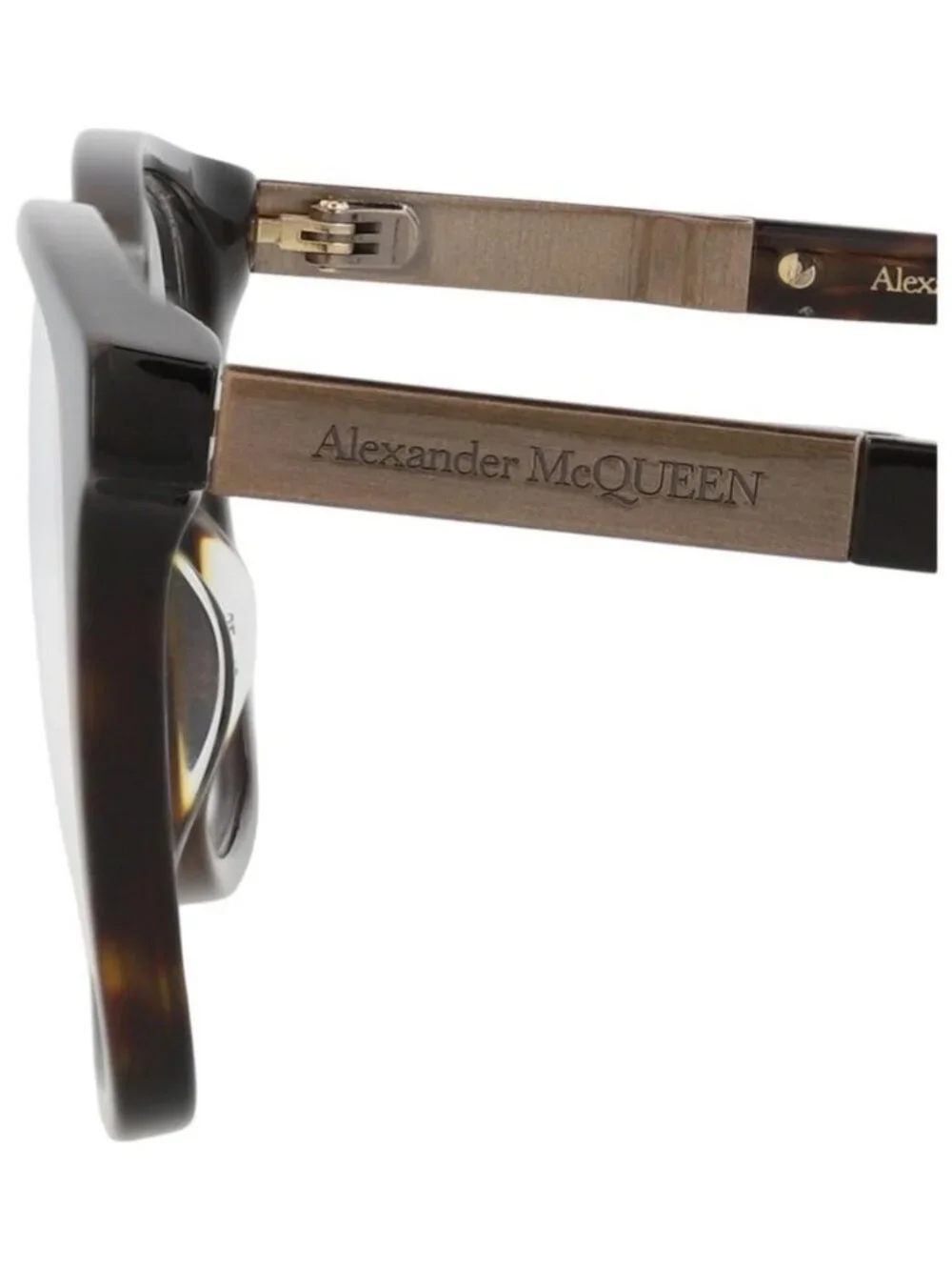 New Alexander McQueen Mens Square/Rectangle Havana Gold Transparent Fashion Desi